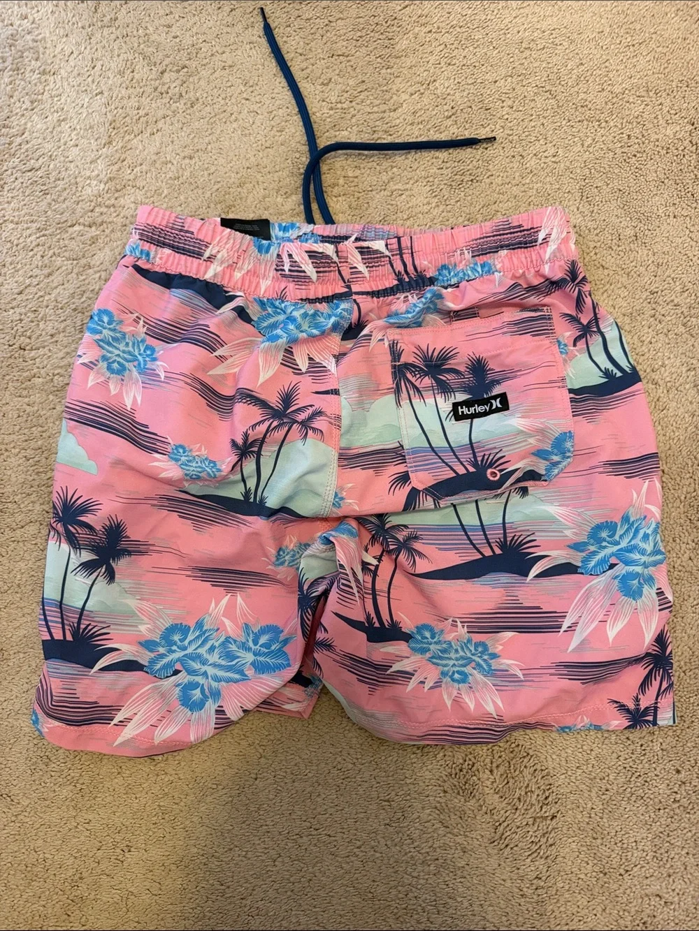Hurley Pink and Blue Tropical Swim Trunks